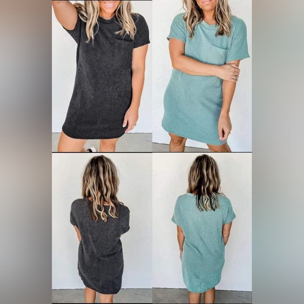 Aqua Pocket Shirt Dress